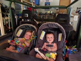 In Truckee, the twinnies got to take their first ride in the Hulk!