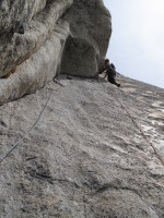 Yours truly on the 3rd pitch, about to start on a very-awkward groove (crux for me)