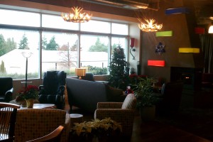 The Kirkland office has an amazing lounge with fireplace!
